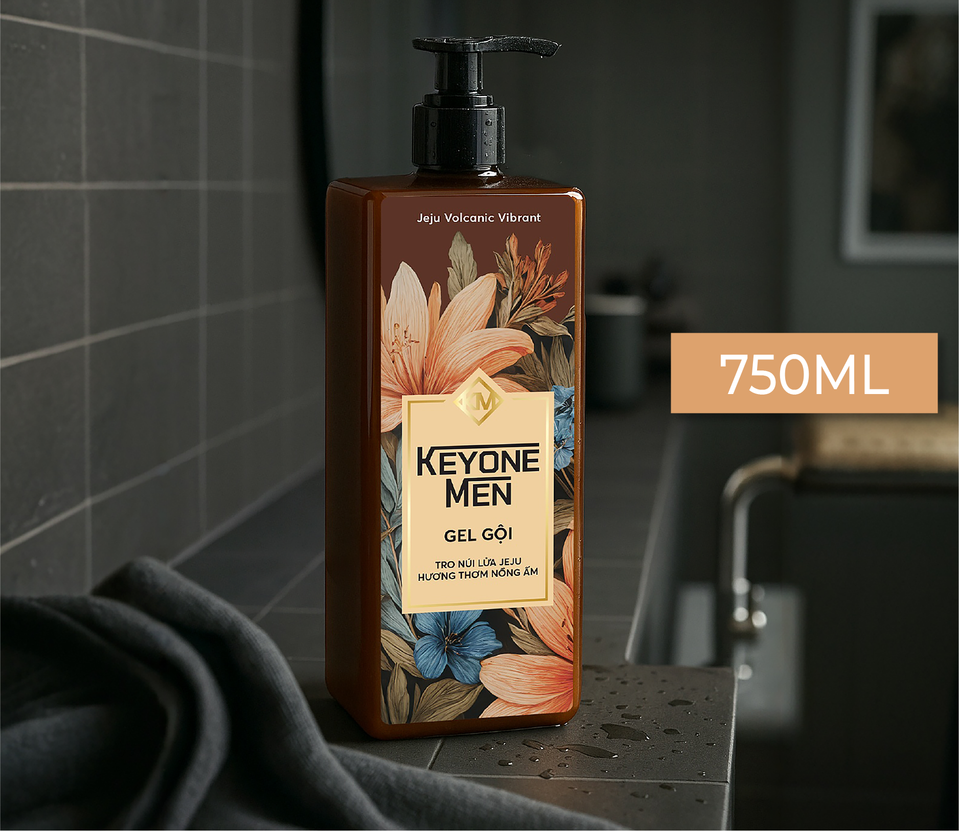 Gel Gội KEYONE MEN Tro Núi Lửa Jeju (Chai 750ml)